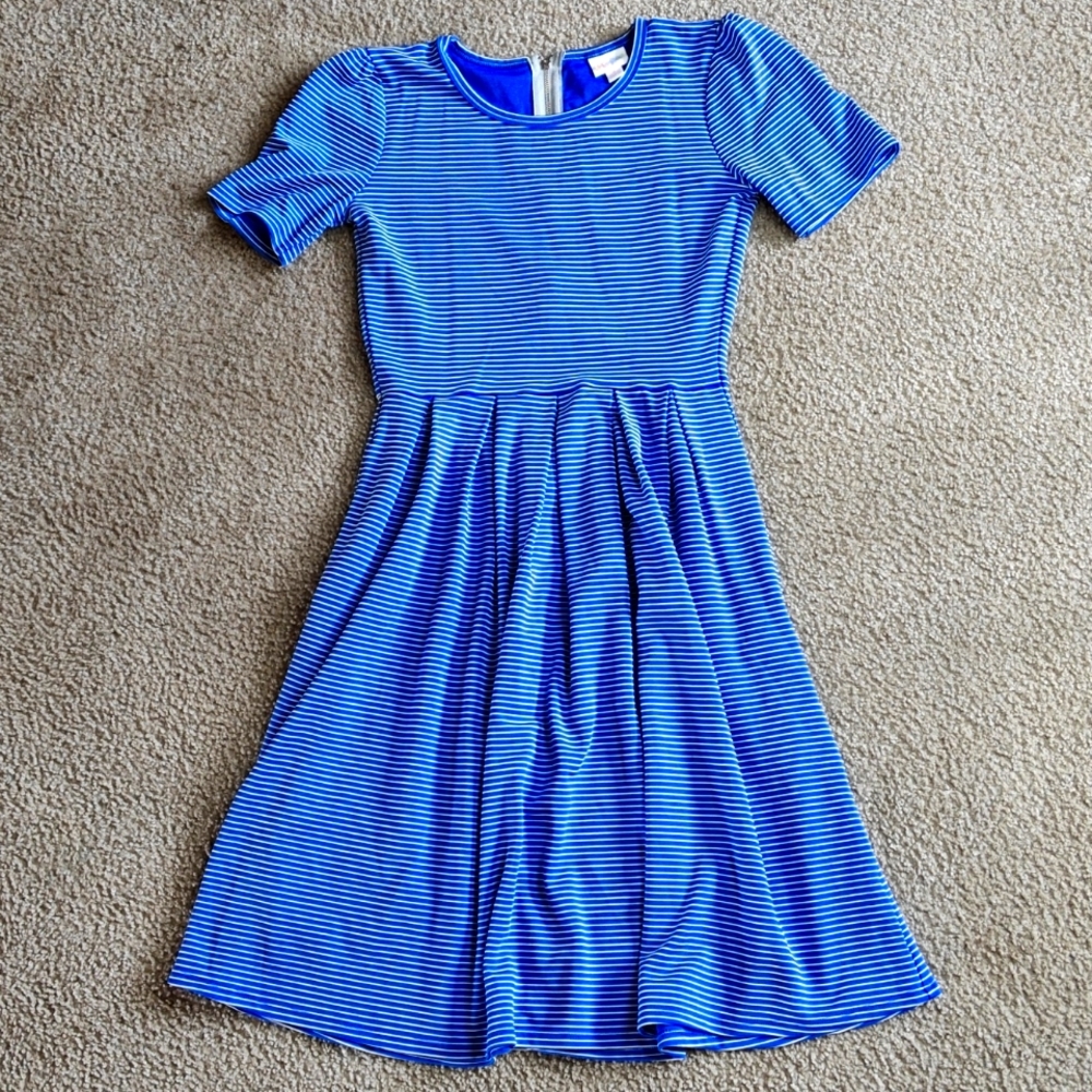 LuLaRoe Striped Dress Blue Size S